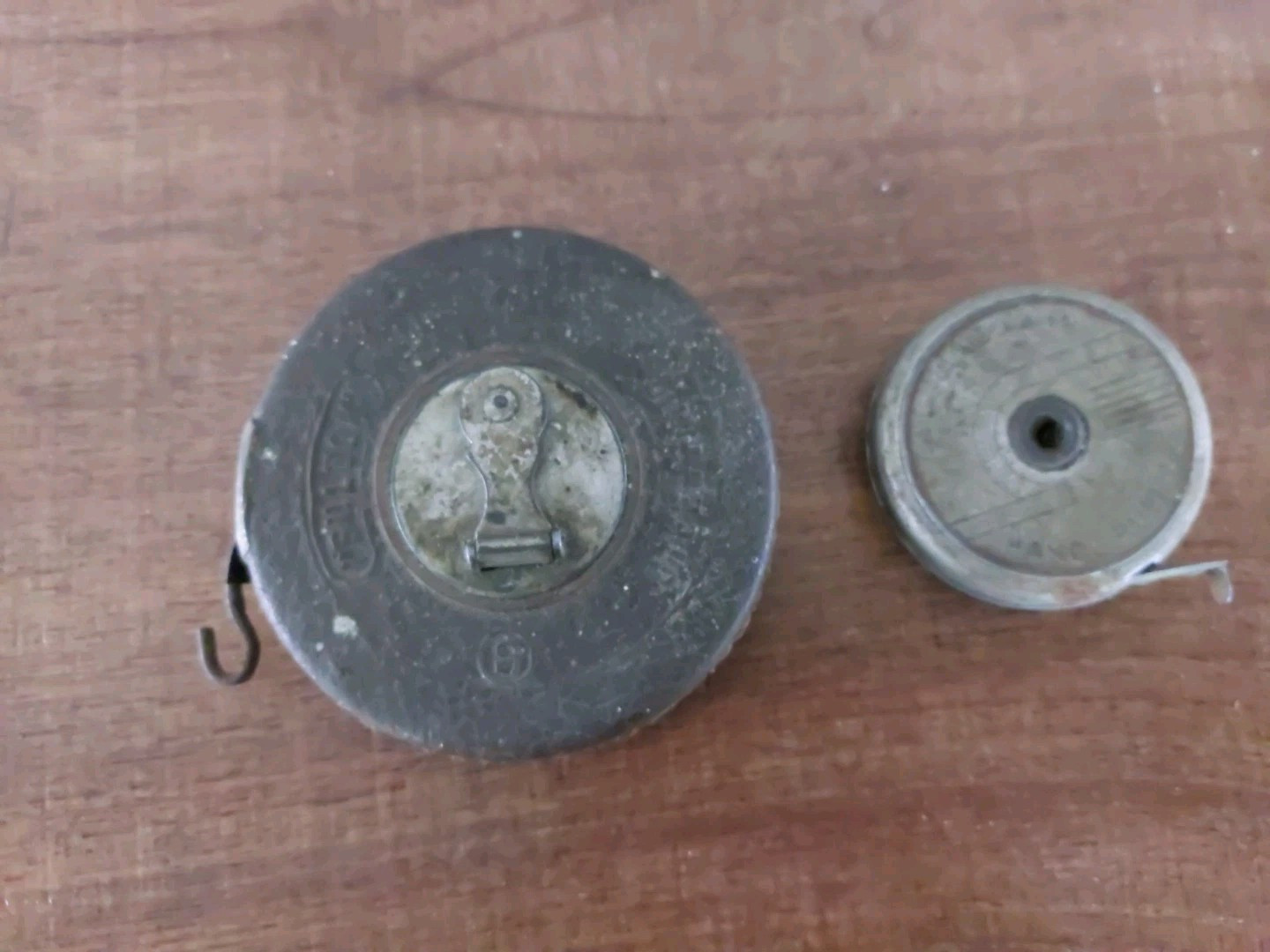 2 Vintage Tape Measures- Fulton 50′ Tape & Baldwin Metal 72″