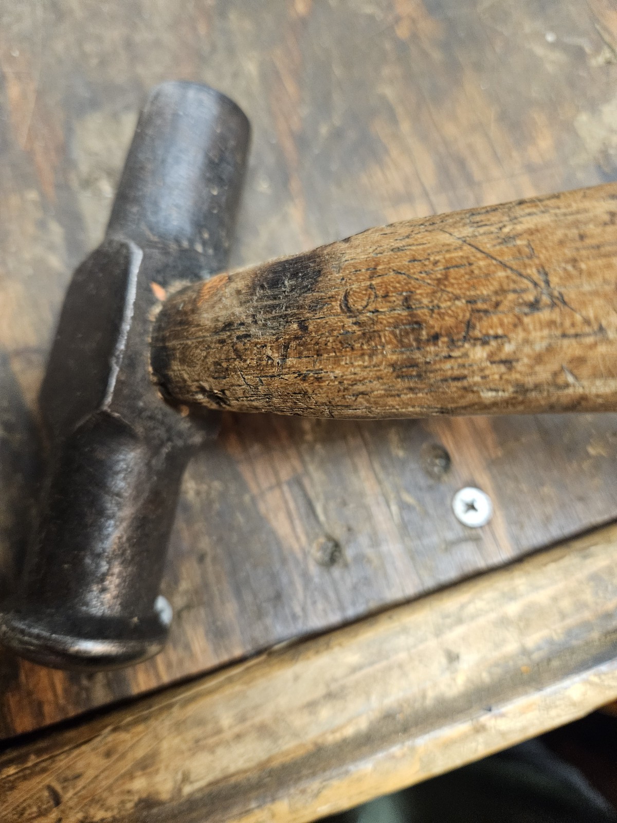 Antique RAISING HAMMER w/ORIGINAL HANDLE-TINSMITH-FORMING-PLANISHING-ANTIQUE