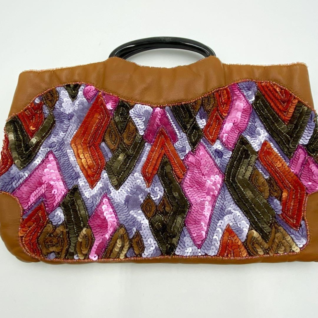 JAMIN PUECH Beaded Embroidery Handbag 20x33cm Canvas Unisex Used