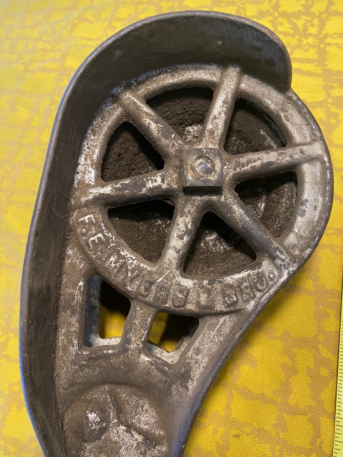Cast Iron Barn Pulley FE Meyers Heavy Barn Rusty Antique Trolley H453 H454