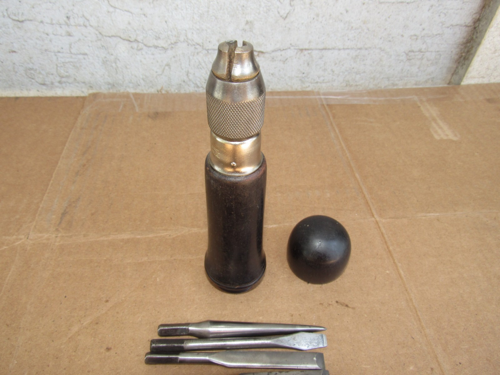 Goodell Pratt Co. Hand Tool Bakkelite Handle End With 9 Bits Attachments