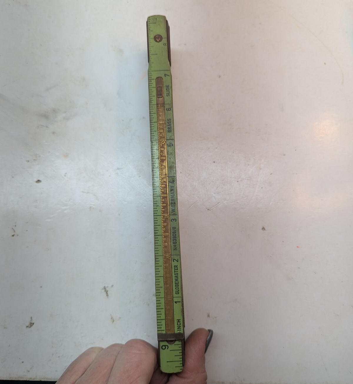 Vintage Globemaster 63908/8 West Germany Wood Ruler Slide Brass Extension 96cm