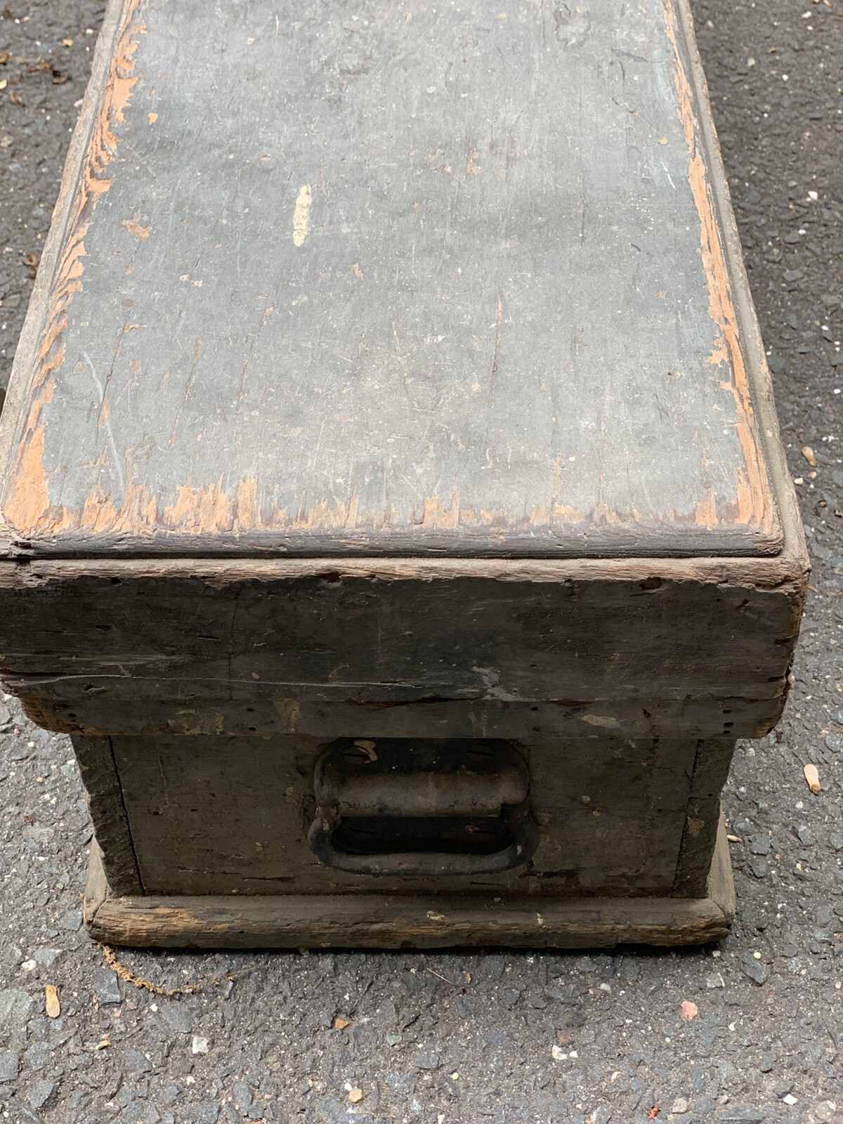 Antique Vintage Machinist Wood Wooden Tool Box Chest Carpentry Primitive Blue
