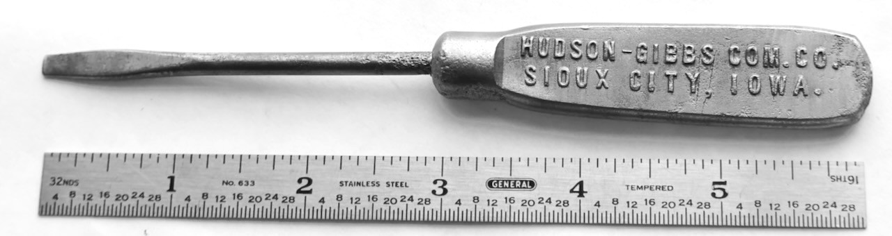 Hudson – Gibbs Com. Co.(Sioux City, Iowa) Adv. Screwdriver / PAT. 1919 / MTT