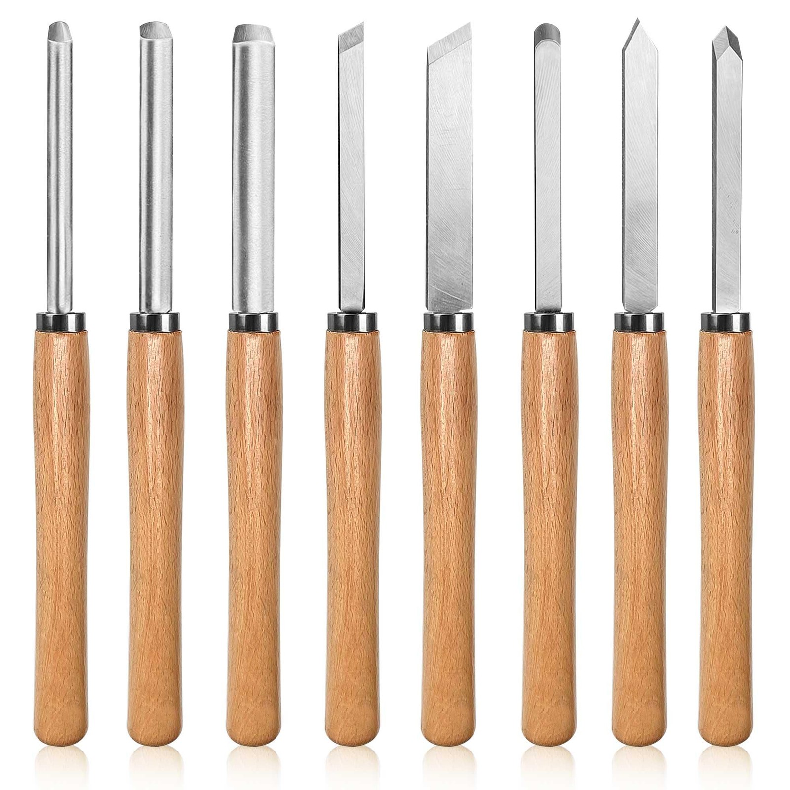 Manganese Steel Wood Turning Tool Set 8 PCS with Hardwood Handles Kit