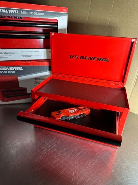 *NEW* U.S. GENERAL Mini Steel Toolbox, Red,*BRAND NEW IN THE BOX*