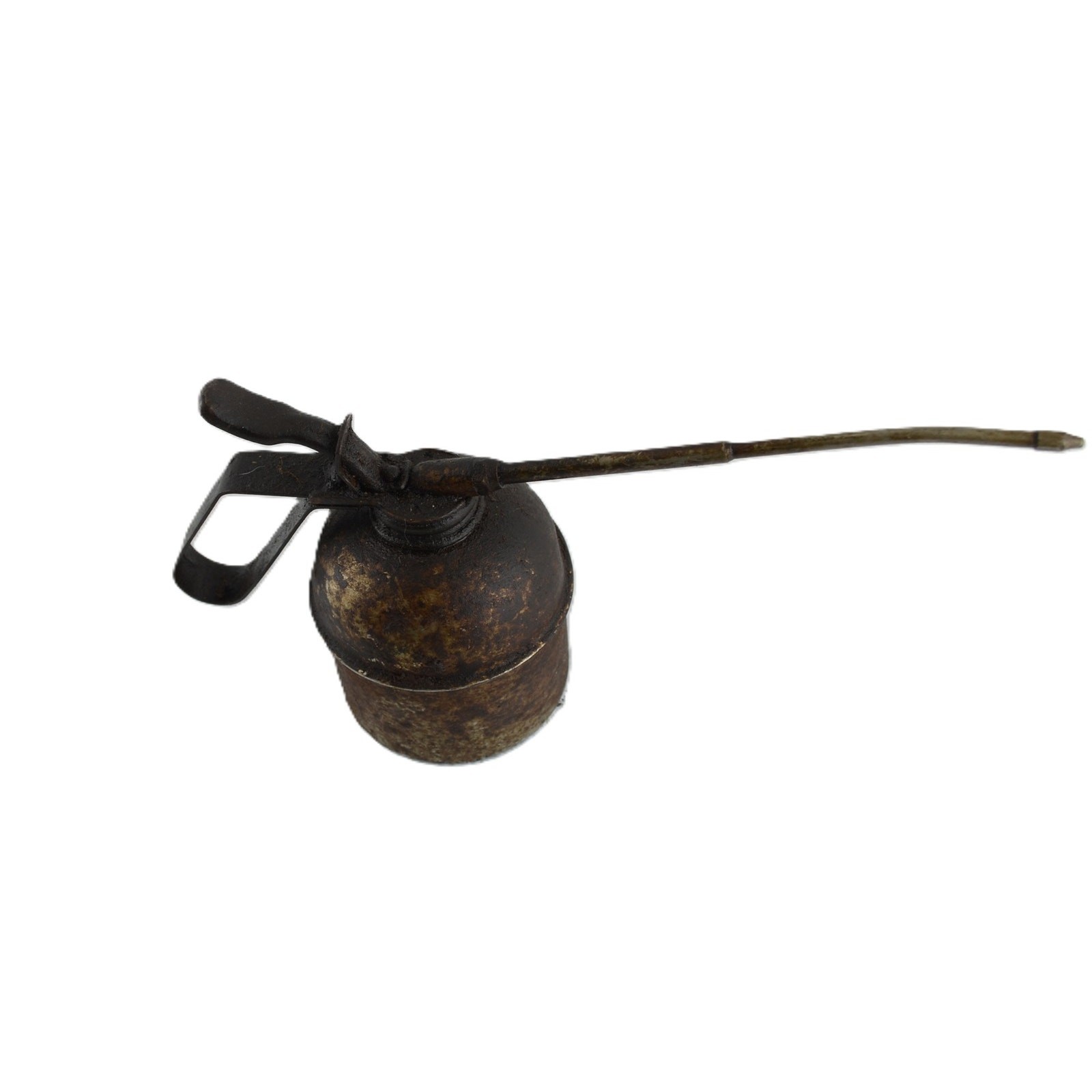 Vintage Italian Metal Pressure Oil Can Long Spout Thumb Lever Oiler