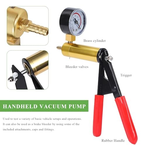 Hand Held Vacuum Pump Brake Bleeder Kit, One-Man Brake Clutch Oil Fluid Blue