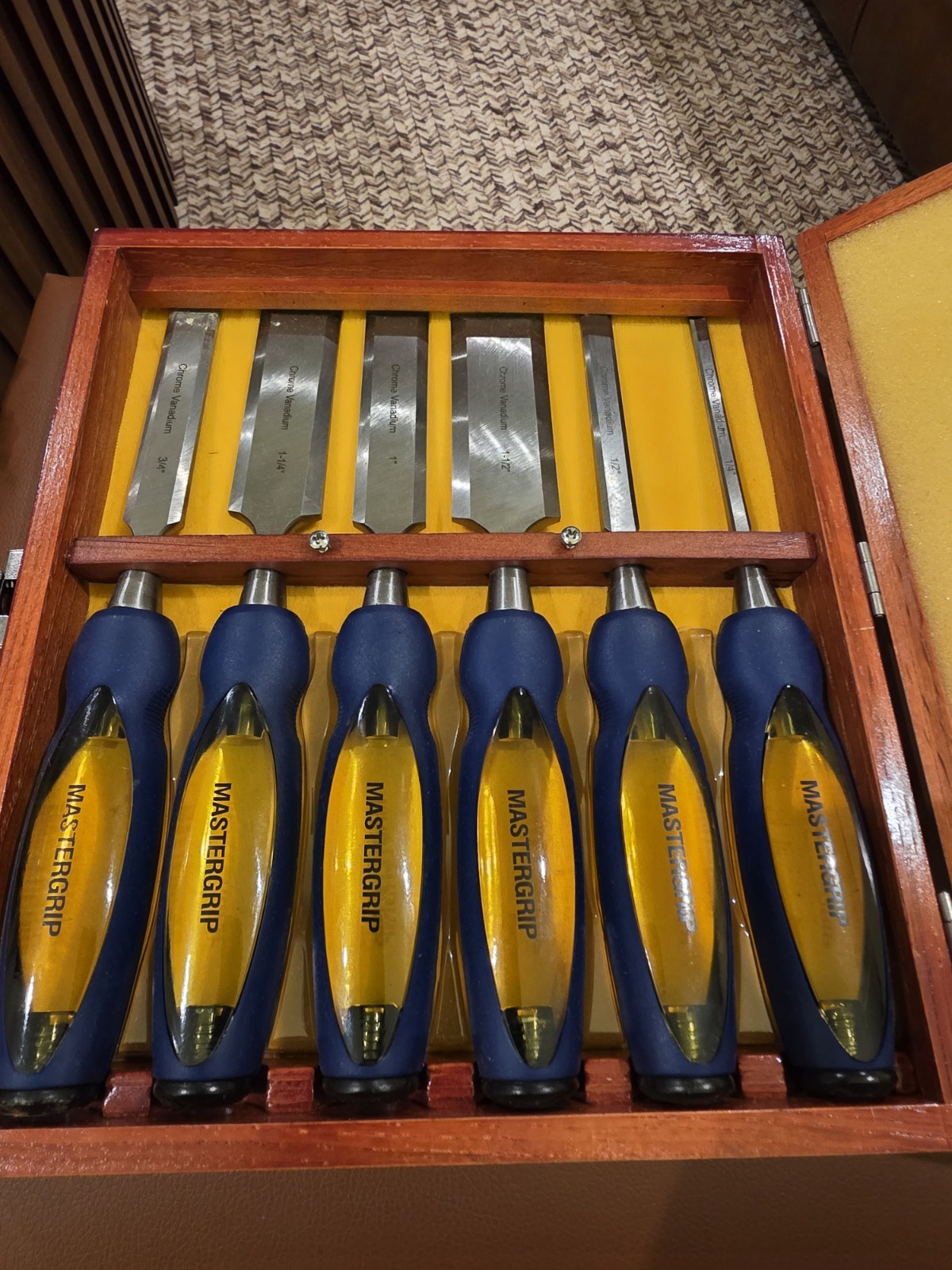 Wood Chisel Set Mastergrip 6 Pc in Wooden Case Chrome Vanadium