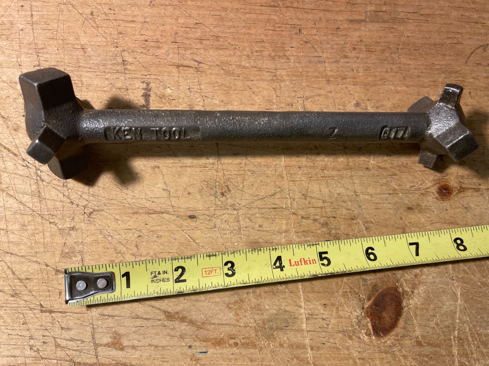 Vintage Ken Tool Drain Plug Wrench Square Multi Tool Pan Wrench USA G17