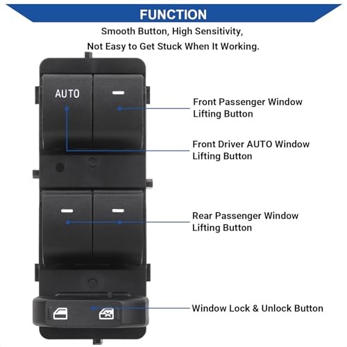 Power Window Switch Control Button Driver Side Compatible with 2008-2012 Ford