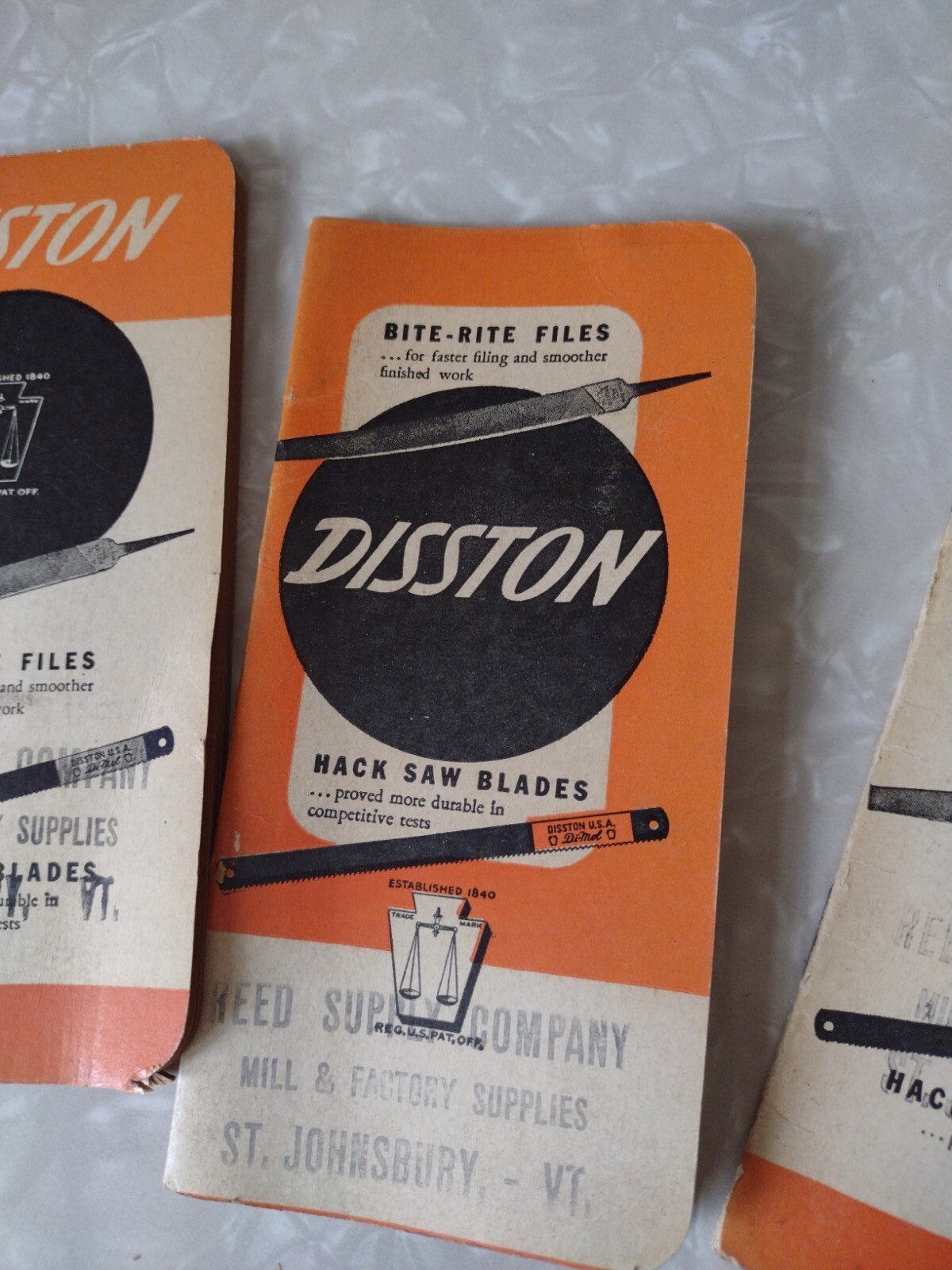 OLD Adv Pocket Pad DISSTON SAW Files Blades REED SUPPLY St Johnsbury VT Loggers