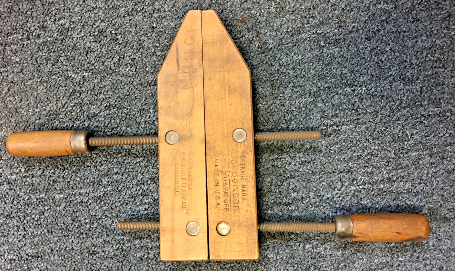 JORGENSEN Adjustable 10″ Wood Clamp Wooden Vice Carpenter Tool, VINTAGE