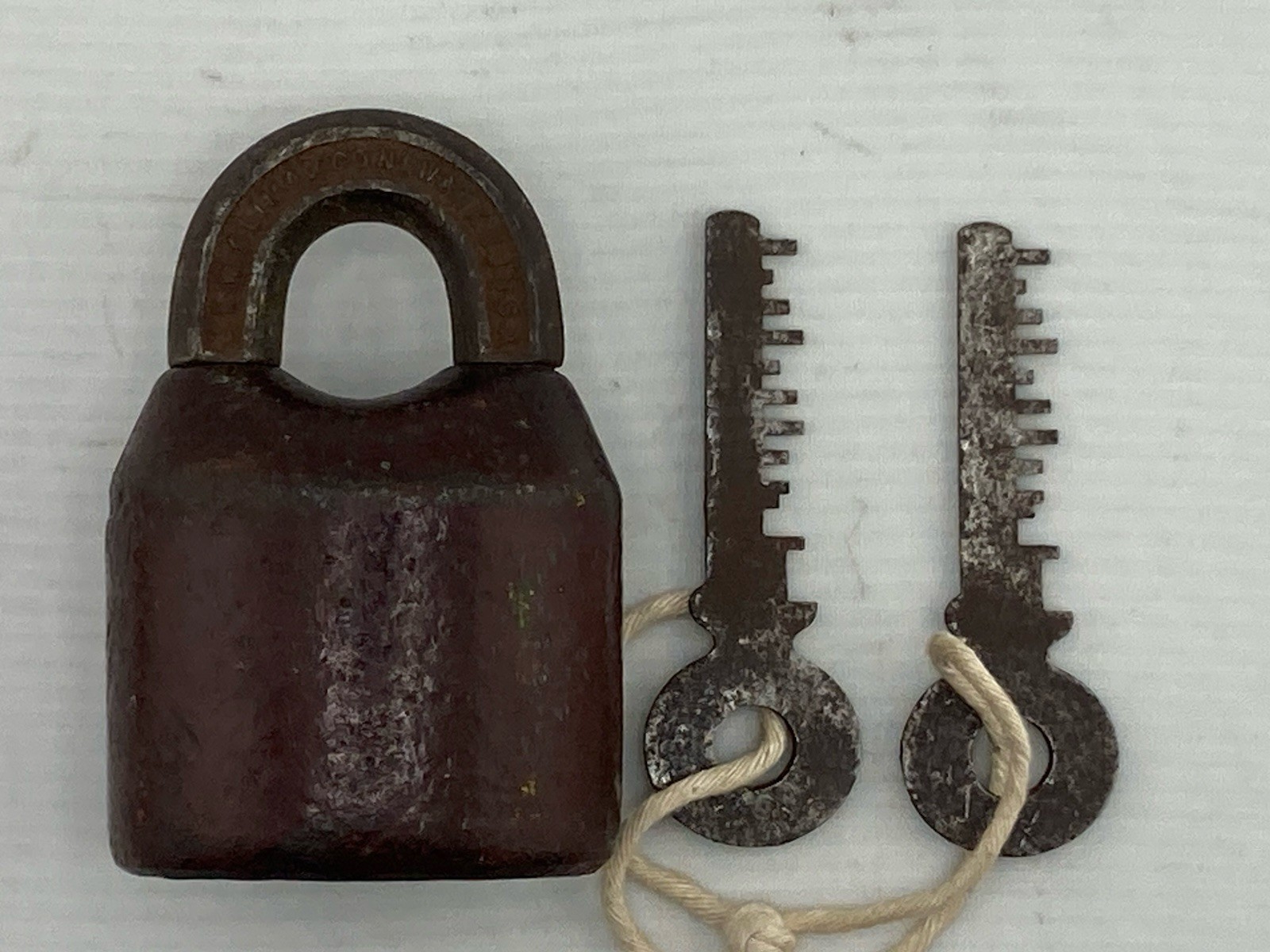 Antique Lock – J.H.W. CLIMAX Co Newark NJ – Heavy Duty Lock with 2 WORKING KEYS!