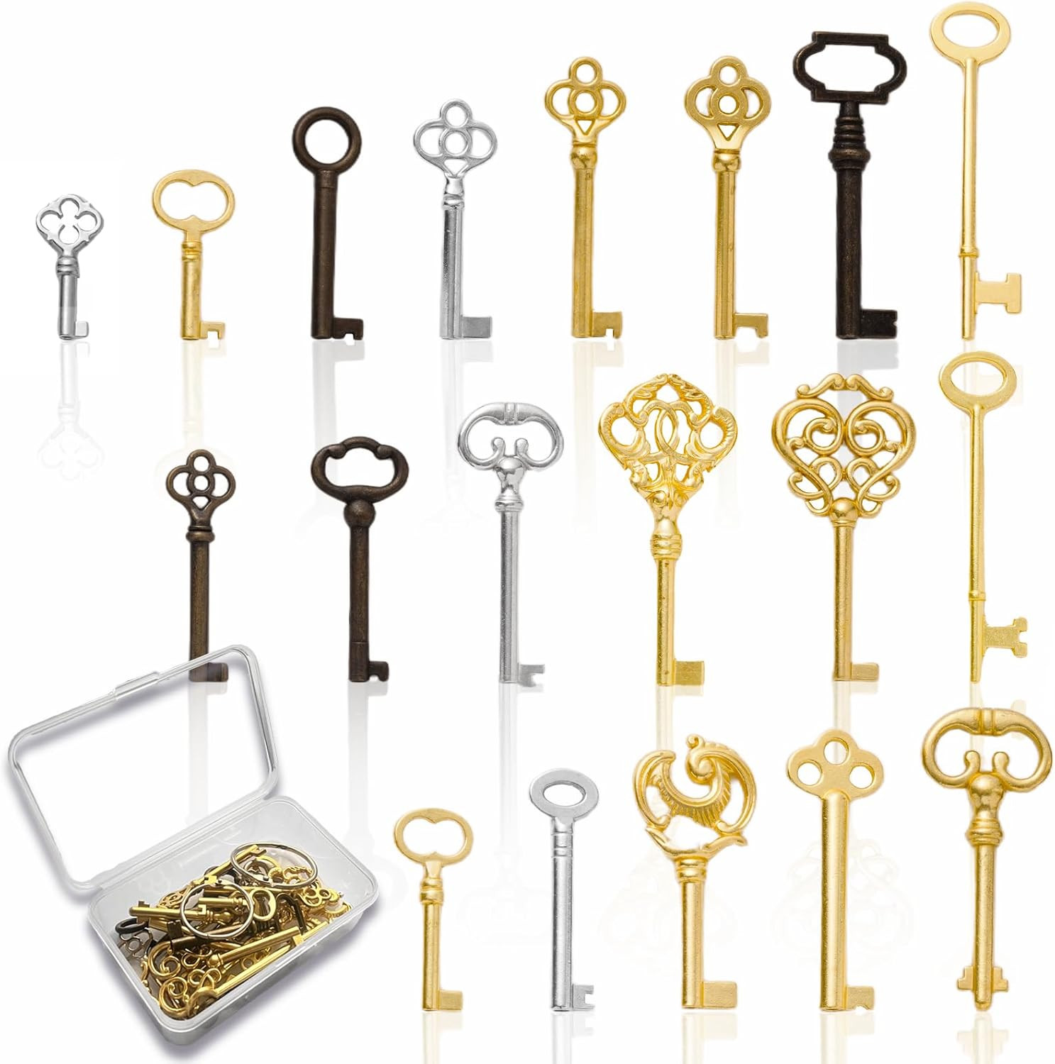 Universal Skeleton Keys Replacement, 19Pcs Hollow Barrel Skeleton Key Set for Vi