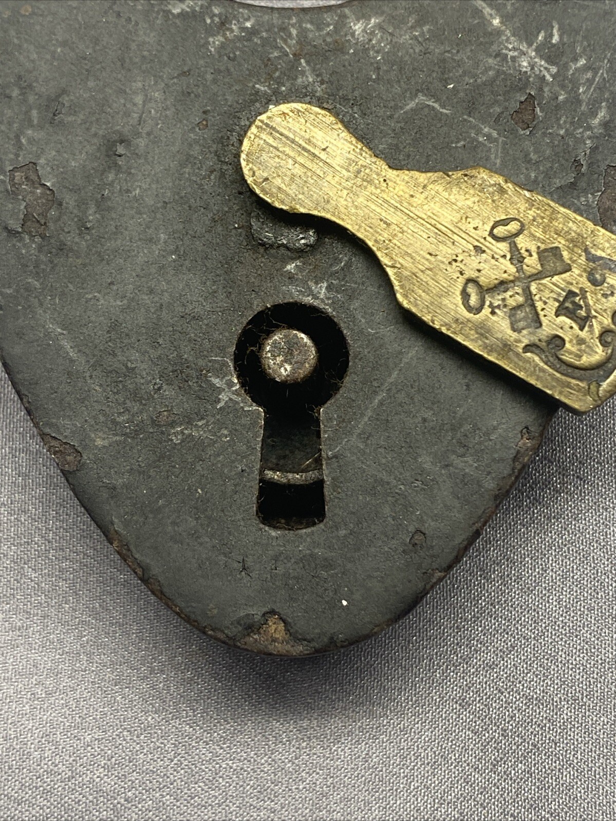 Antique Railroad? Signed F Brand Padlock No Key