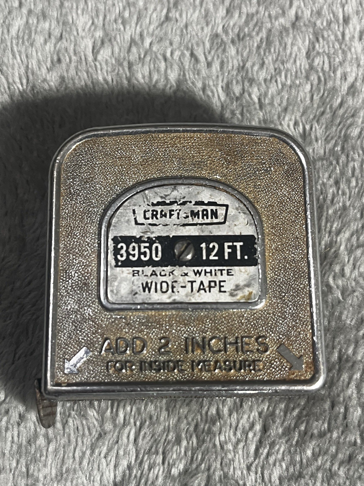 Vintage Craftsman 12” Wide Tape Measure Black White 3950 Made In USA With Clip
