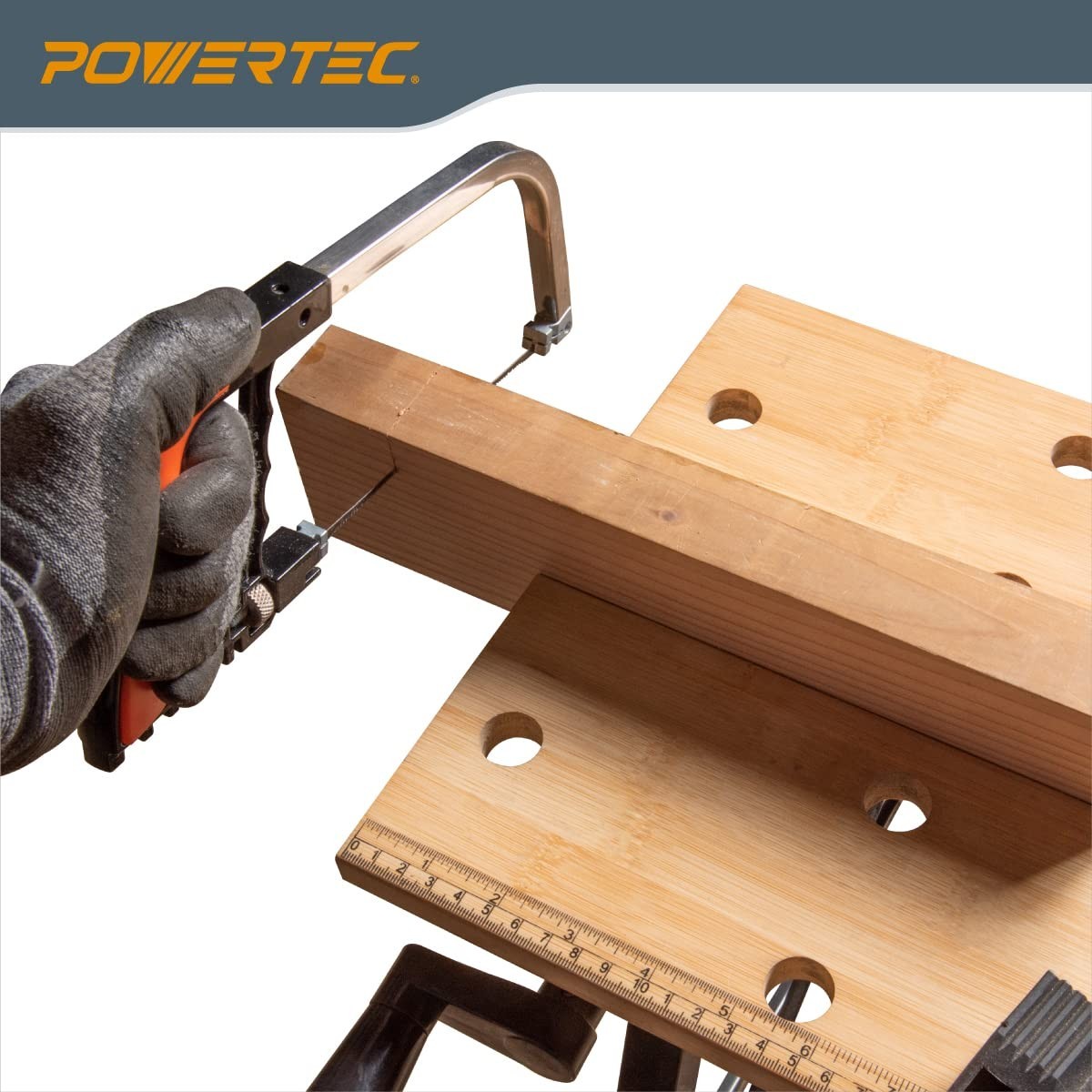 Portable Workbench with Vise, Folding Sawhorse, Ruler & Protractor for Woodworki