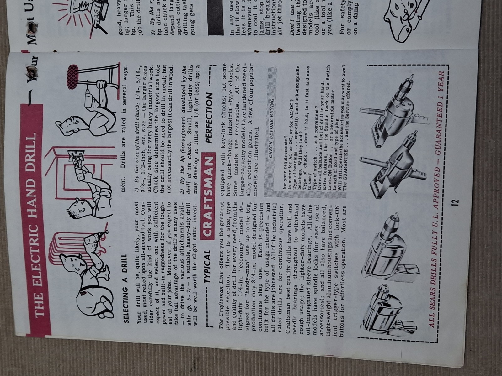 Vintage 1960 Craftsman Handbook POWERED HAND TOOLS Uses Completely Illustrated