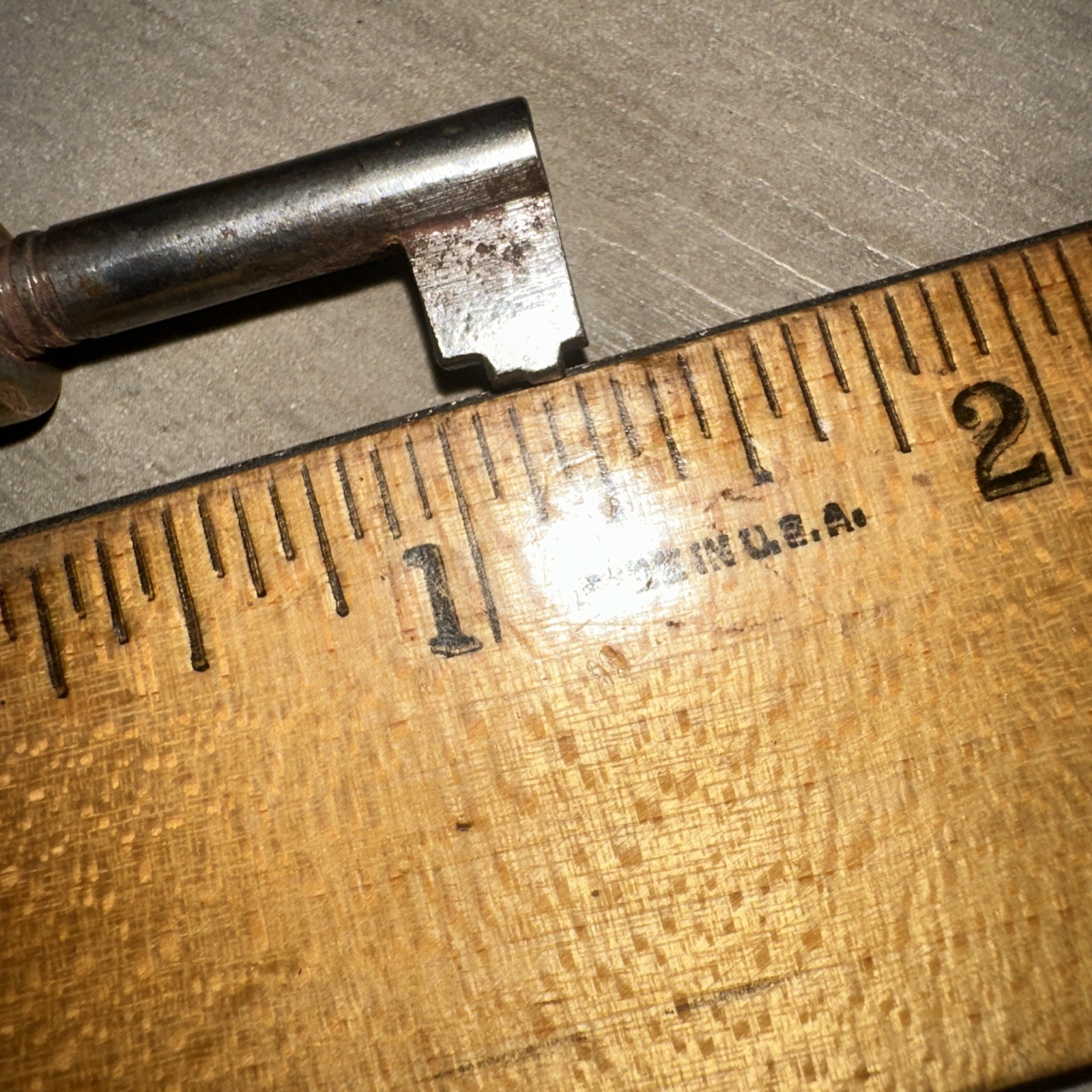 Antique Hollow Barrel Skeleton Key Unique Tip, Brass & Steel