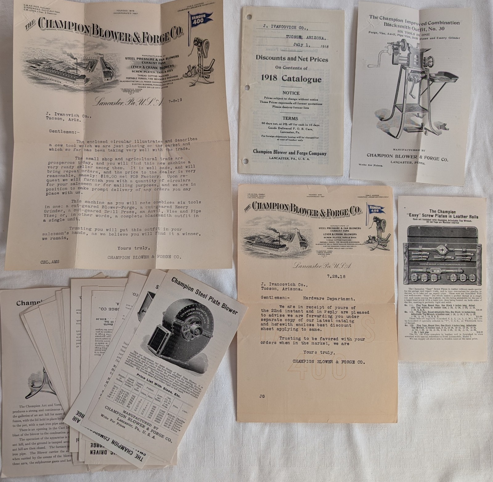 Champion Blower & Forge Co. 1918 Catalog & Letters Lancaster PA