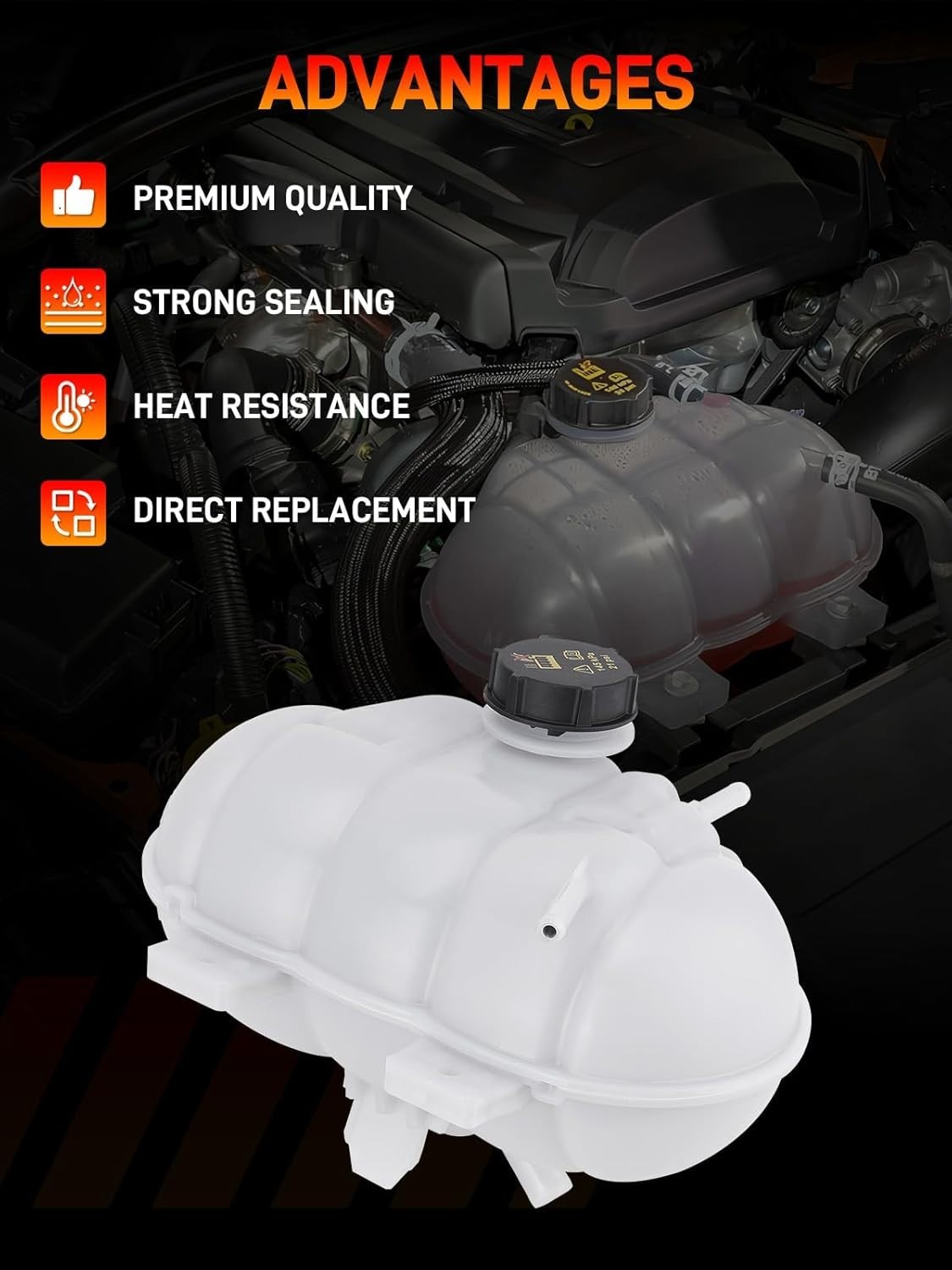 Engine Radiator Coolant Reservoir Expansion Tank Ford Mustang 2015-2023 5.0L