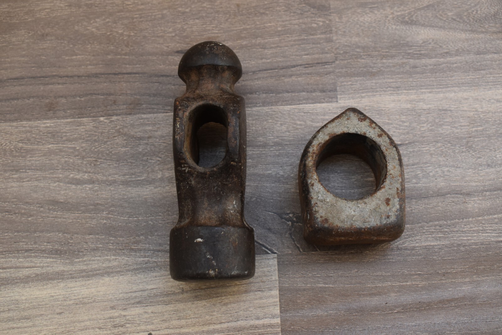 Vintage Old Iron Hammer Heads Blacksmith Tinsmith woodworking Tool primitive 2pc