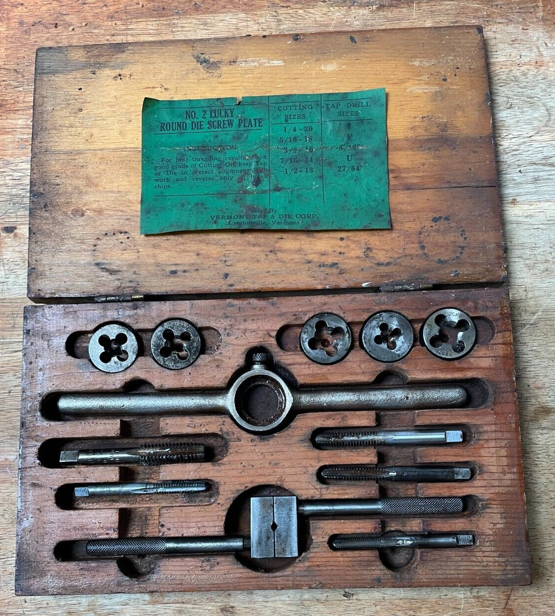 Lucky No.2 Round Die Screw Plate Tap And Die Set Vermont Usa Made