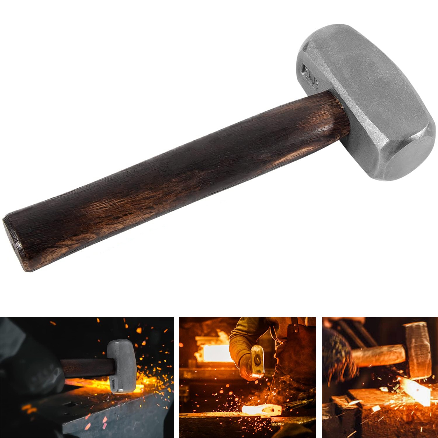 3lb Blacksmith Hammer Bladesmith Forge Drilling Hammer Making Metal Forging Tool