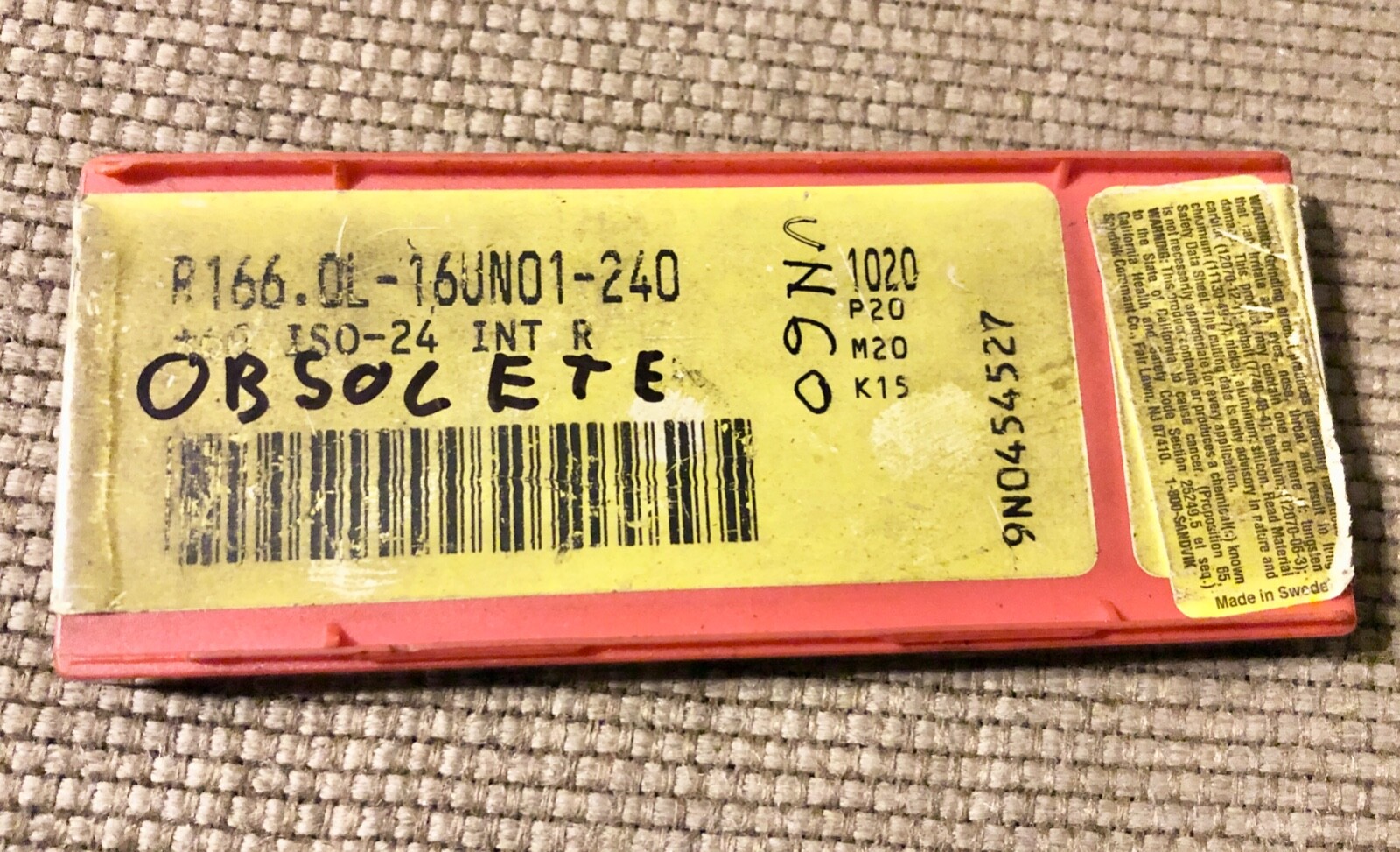 SANDVIK R166.0L-16UN01-240 Carbide Inserts Grade 1020 – QTY: 6