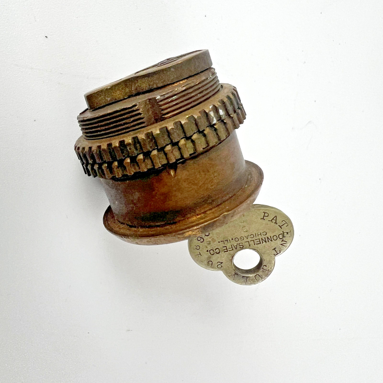 Donnell Safe Co Lock Key 1898 Set Brass Cylinder Geared Part Chicago Antique