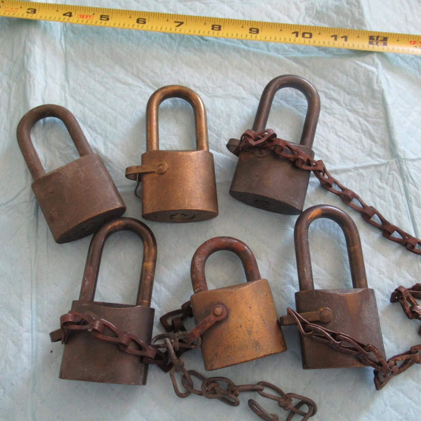 VINTAGE LOT OF 6 BRASS WB LOCKS NO KEYS