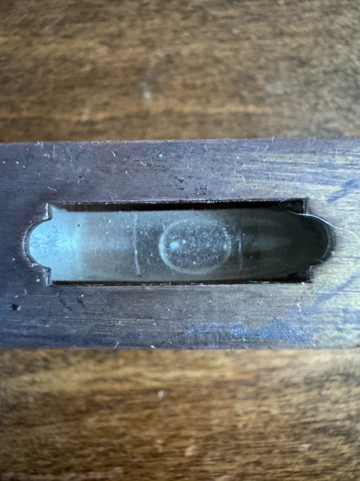 VINTAGE JORDAN FRANCE WOOD & BRASS SPIRIT LEVEL HORIZONTAL & VERTICAL BUBBLES