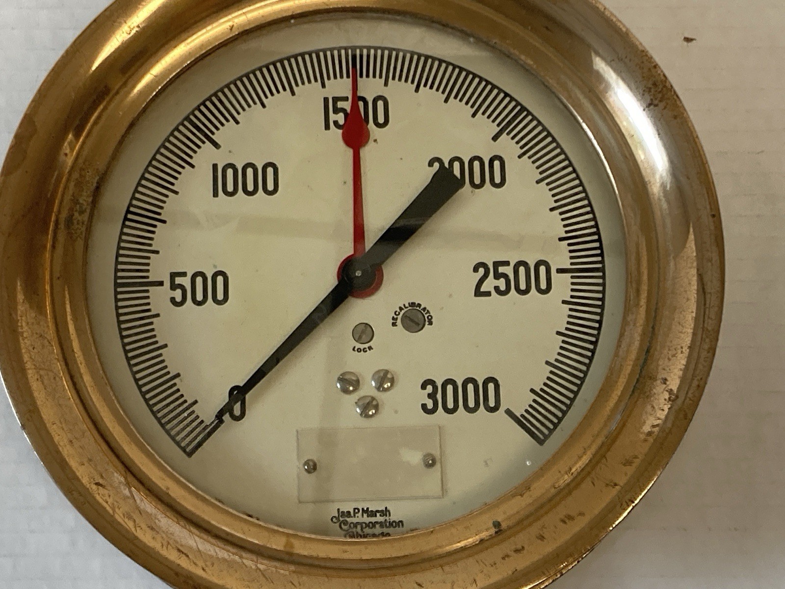 Vintage Jas. P Marsh & Company Chicago Brass Gauge 3000 PSI Steampunk Look