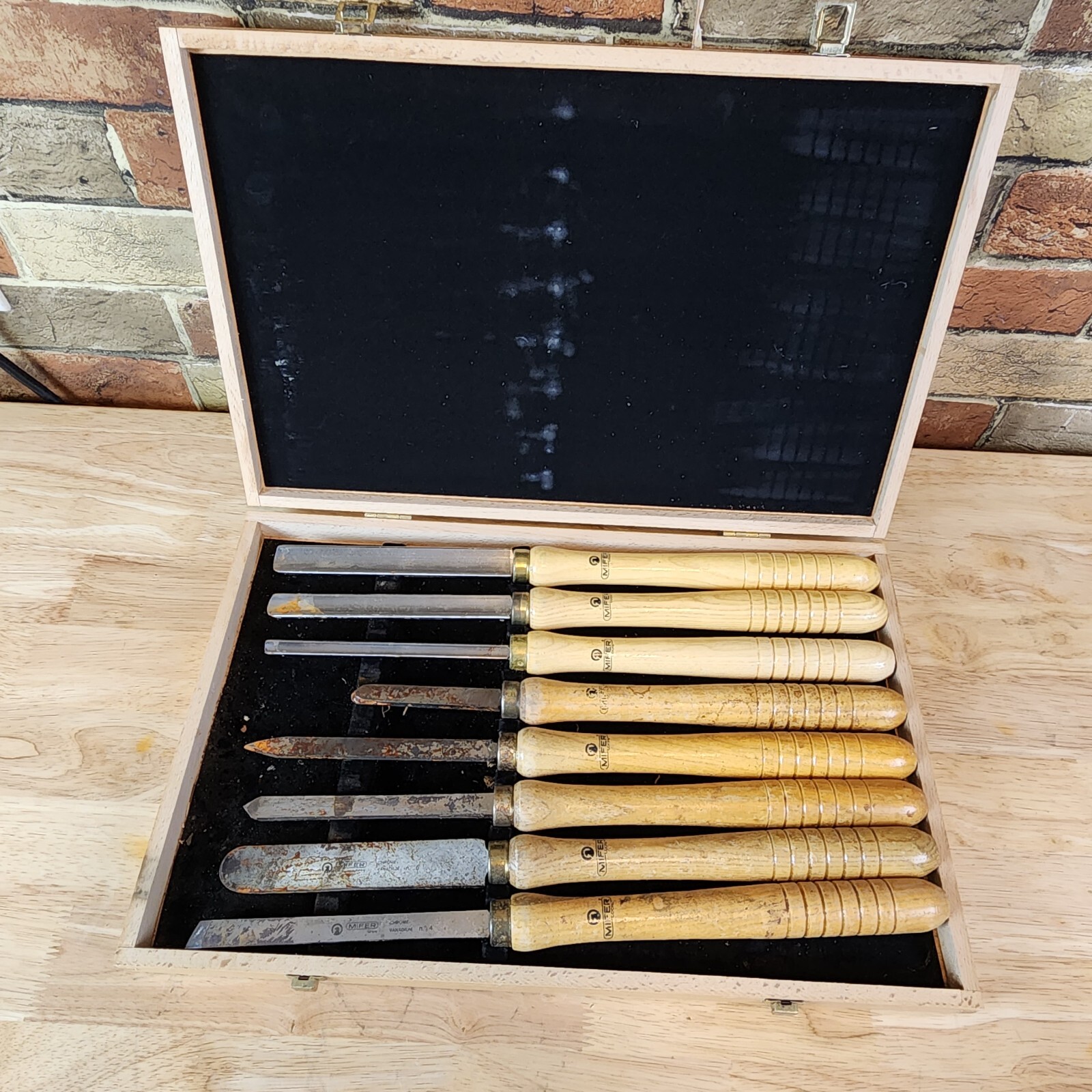 8 Pcs. Vintage Mifer Professional Wood Working Tools #8008 Set Spain Long