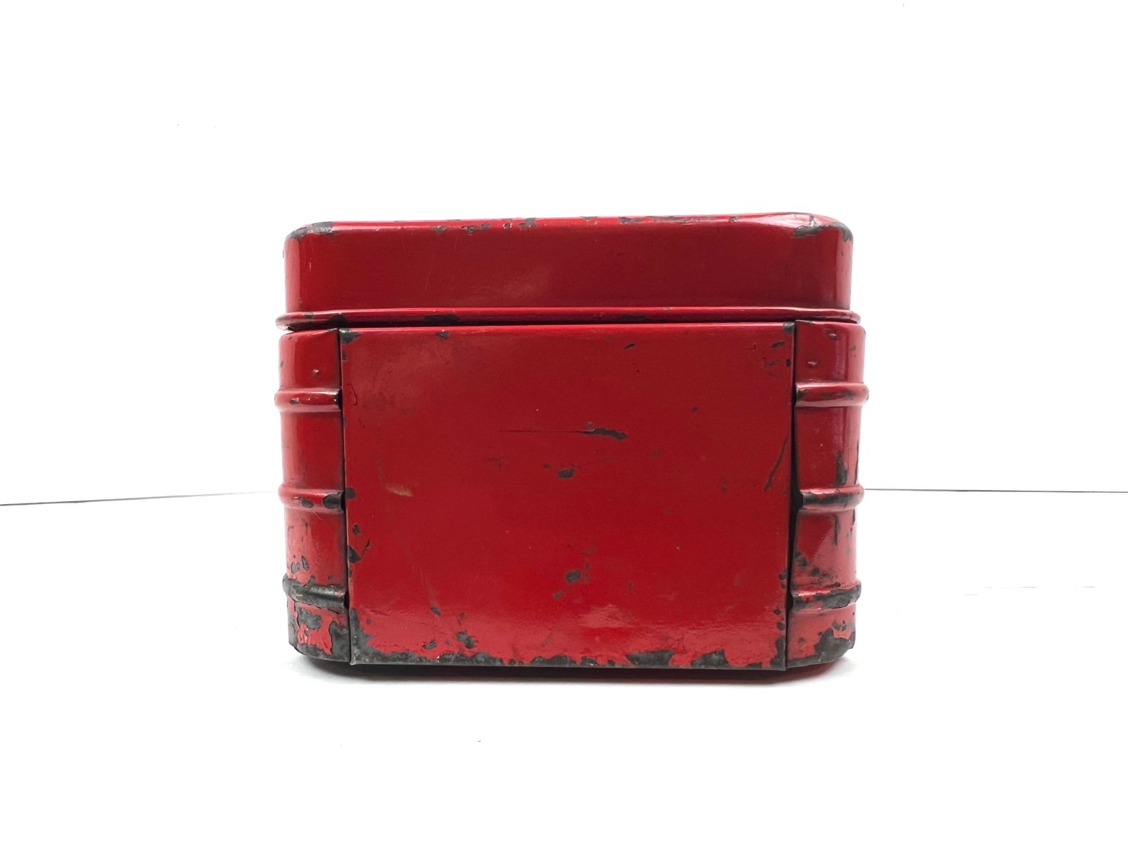 Vtg 1940s Red Metal Tool box Little Pal Handy Kit Art Deco Tool Box Salvage