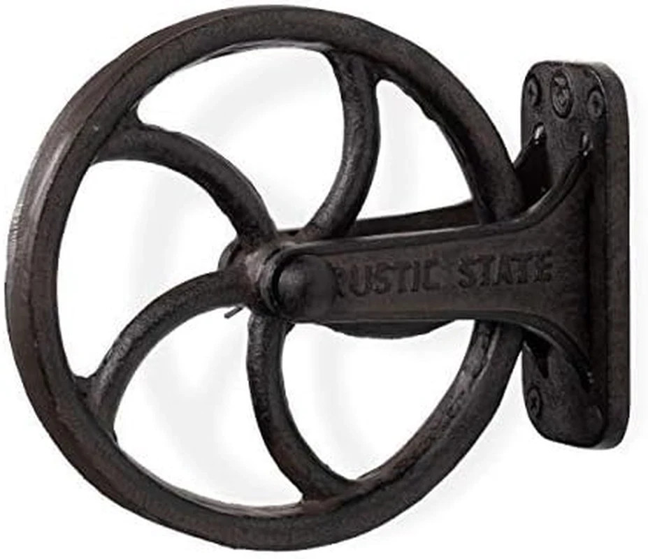 Halat Cast Iron Vintage Industrial Wheel Farmhouse Wall Mount Pulley 6.75 Inch D