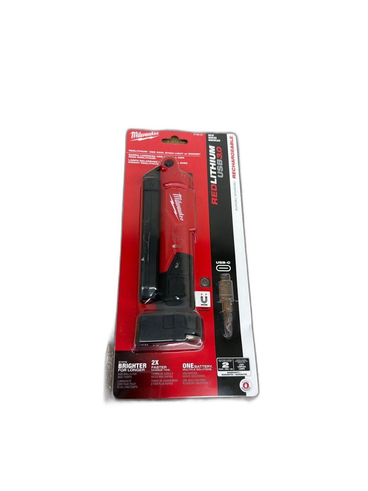 Milwaukee 550 Lumens LED REDLITHIUM USB Stick Light with Magnet NO USB