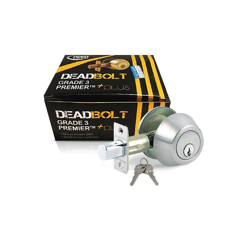 Grade 3 – Entry Door Deadbolt Keyed Alike Stainless + 2 Keys GR3DB04