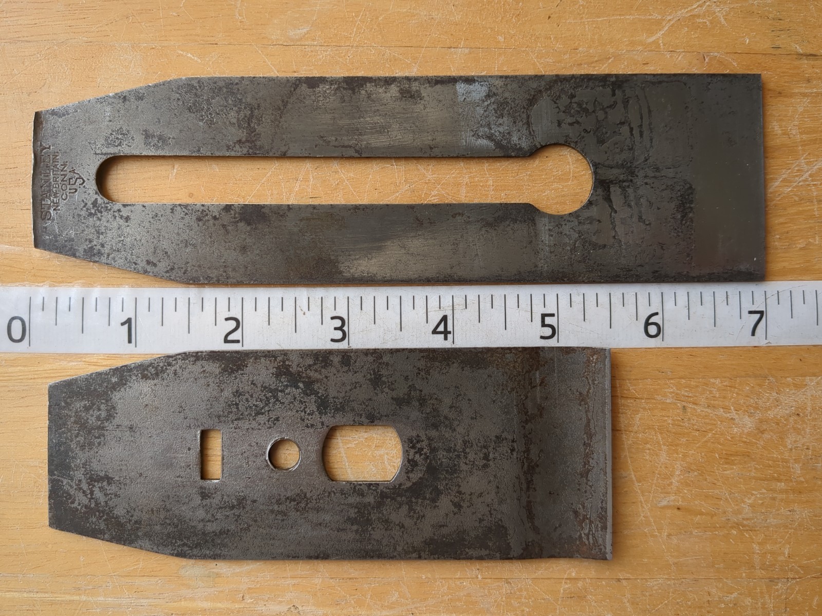 Vintage Stanley, 2″ Wood Plane Iron & Chip Breaker, New Britian Conn. USA