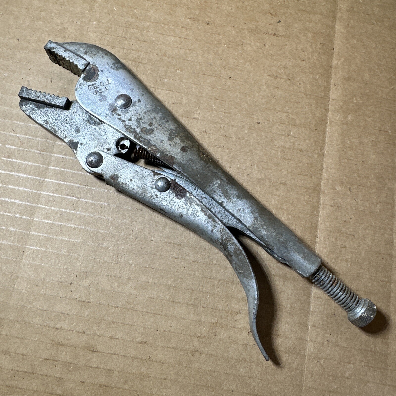 Vintage TRU-CUT 9 Inch Straight Jaw Locking Pliers Release Lever Made In USA