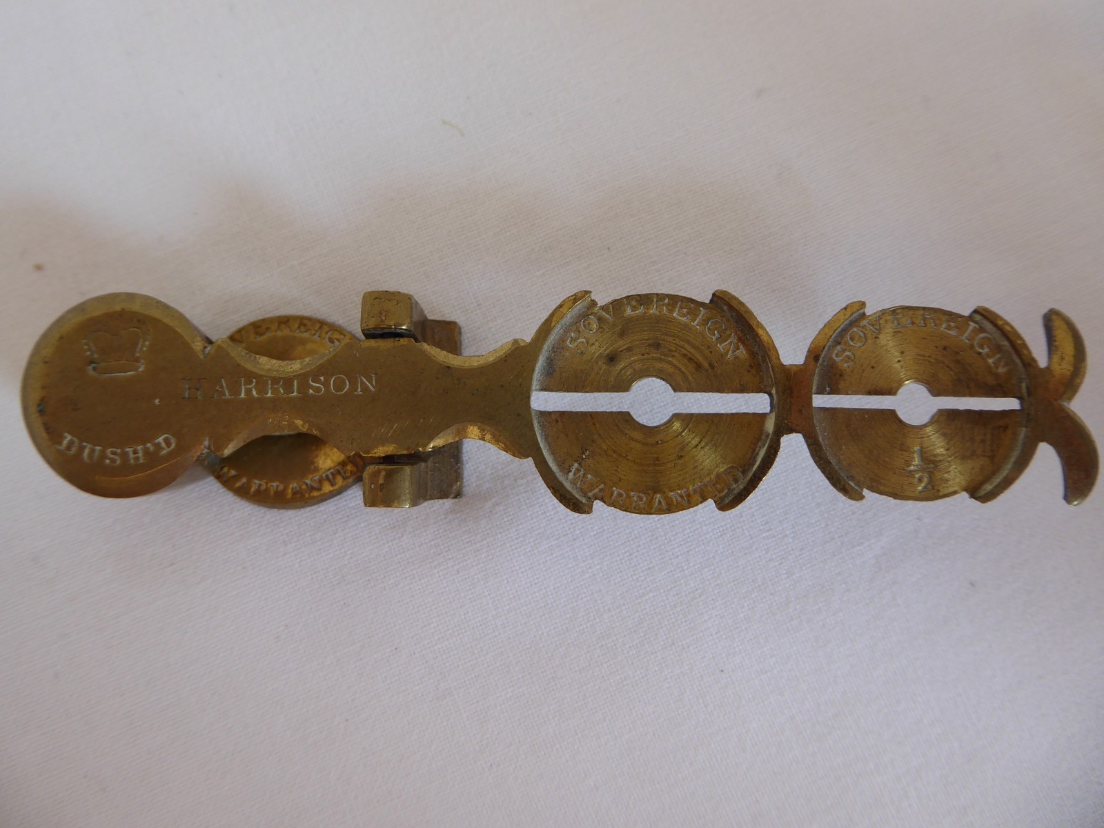 Antique brass Harrison gold sovereign scales balance *100% charity*