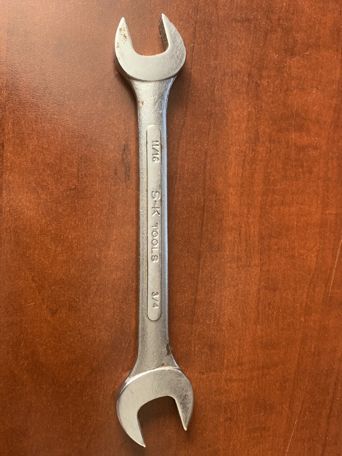 VINTAGE S-K TOOLS Open End Wrench 0-2224 11/16″ & 3/4″ Combination 7.75″ Long