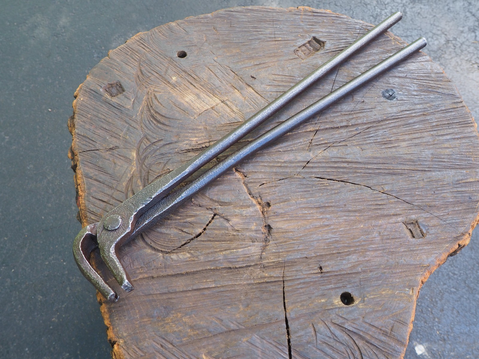 SWEET 19″ PICKUP “90 DEGREE” FORGING BLADESMITH KNIFE TONGS BLACKSMITH ANVIL