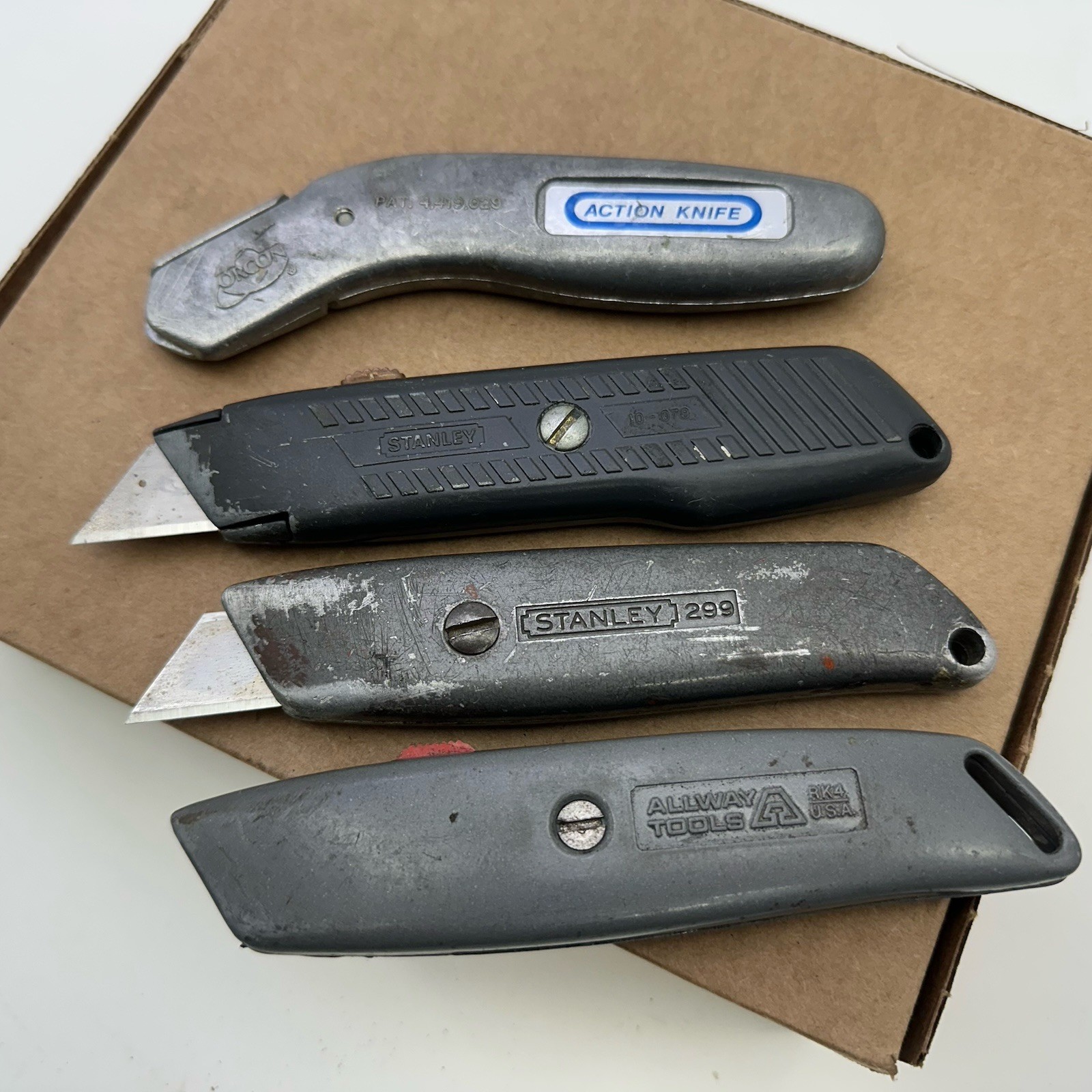 VINTAGE Utility Knife LOT STANLEY Allway Orcon 4 Pieces All Made In USA