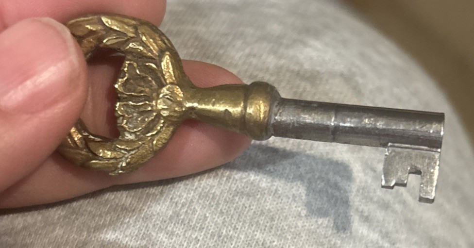 Skeleton Key Fine Genuine Brass Key w/ Fancy Wreath Bow –