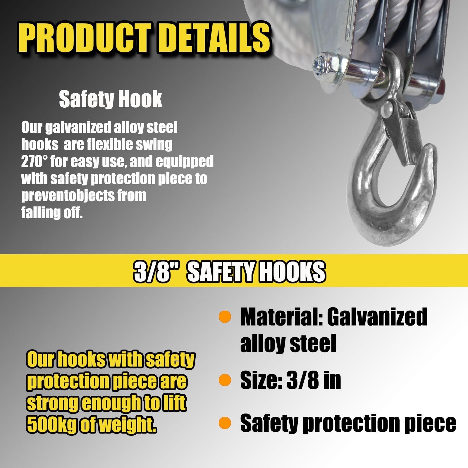 Block and Tackle 1100 Lbs 2200 LBS Breaking Strength Heavy Duty Pulley 50Ft Rope