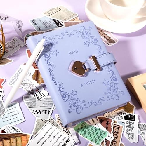 Diary with Lock for Girls with Pen Heart Shaped Lock Vintage Purple with Pen