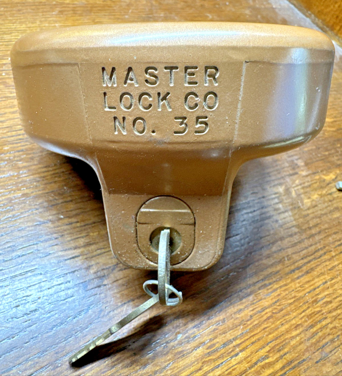 Vintage Master Lock No. 35 Trailer Hitch Coupler Lock w/ 2 Keys + Hex Key VGC