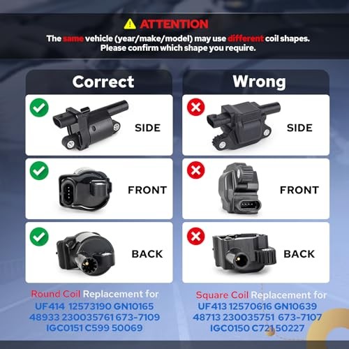 ENA Set of 8 Round Ignition Coil Pack for 5.3 V8 Compatible with Chevy GMC